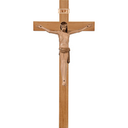 Cristo moderno LUCA en cruz de roble simple ancha